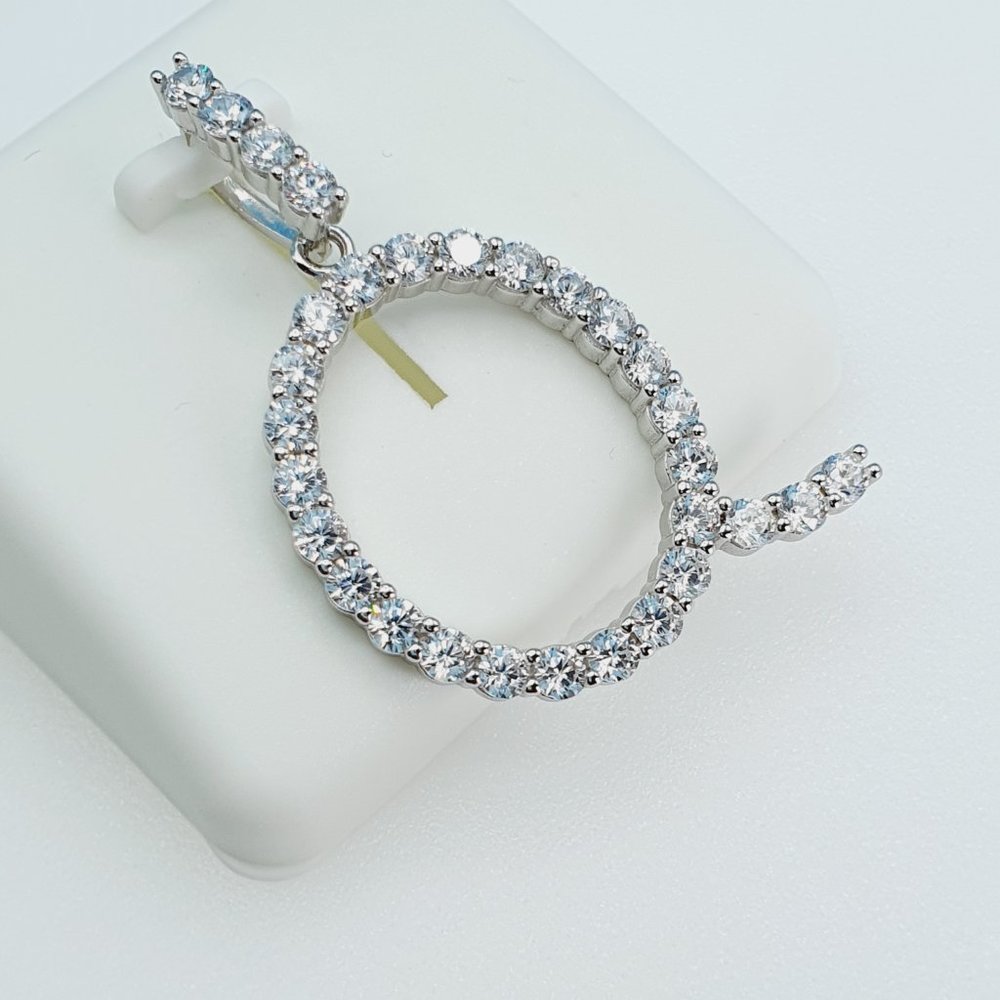 "925 Sterling Silver Cubic Zirconia Initial Pendant, UU1P6A6183